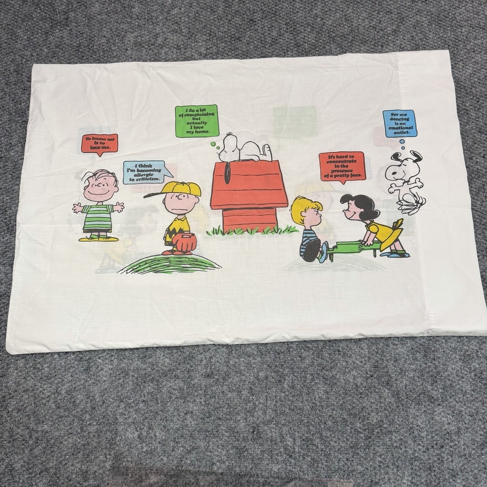 Vintage 1971 Peanuts Snoopy Pillow Case Charlie Brown Snoopy One of the Gang